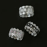 Classic Lace Band Ring with Clear Stones - Silver - floysun
