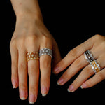 Classic Lace Crown Ring - Black & Silver Two - Tone - floysun