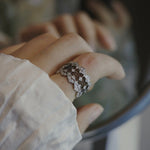 Classic Lace Crown Ring - Black & Silver Two - Tone - floysun