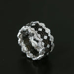 Classic Lace Crown Ring - Black & Silver Two - Tone - floysun