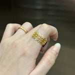 Classic Lace Crown Ring - Gold / Pink Accents - floysun