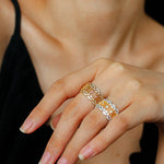 Classic Lace Crown Ring - Gold & Silver Two - Tone - floysun