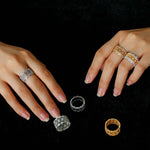 Classic Lace Crown Ring - Gold & Silver Two - Tone - floysun