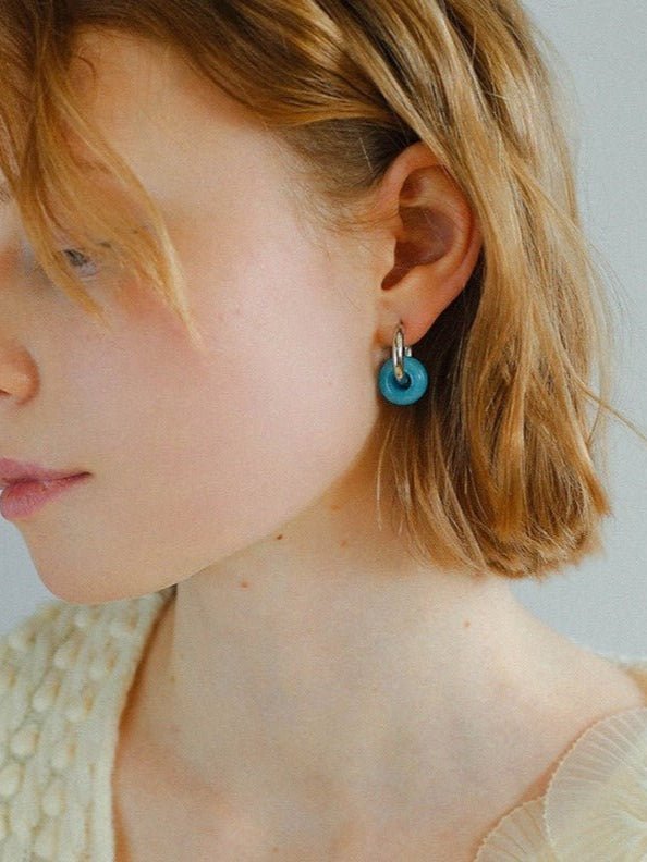 Classic Natural Stone Jade Hoop Earrings - floysun