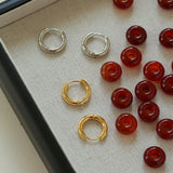 Classic Natural Stone Jade Hoop Earrings - floysun