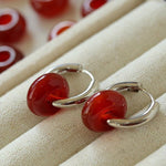 Classic Natural Stone Jade Hoop Earrings - floysun