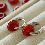 Classic Natural Stone Jade Hoop Earrings - floysun