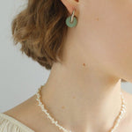 Classic Natural Stone Jade Hoop Earrings - floysun