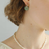 Classic Natural Stone Jade Hoop Earrings - floysun