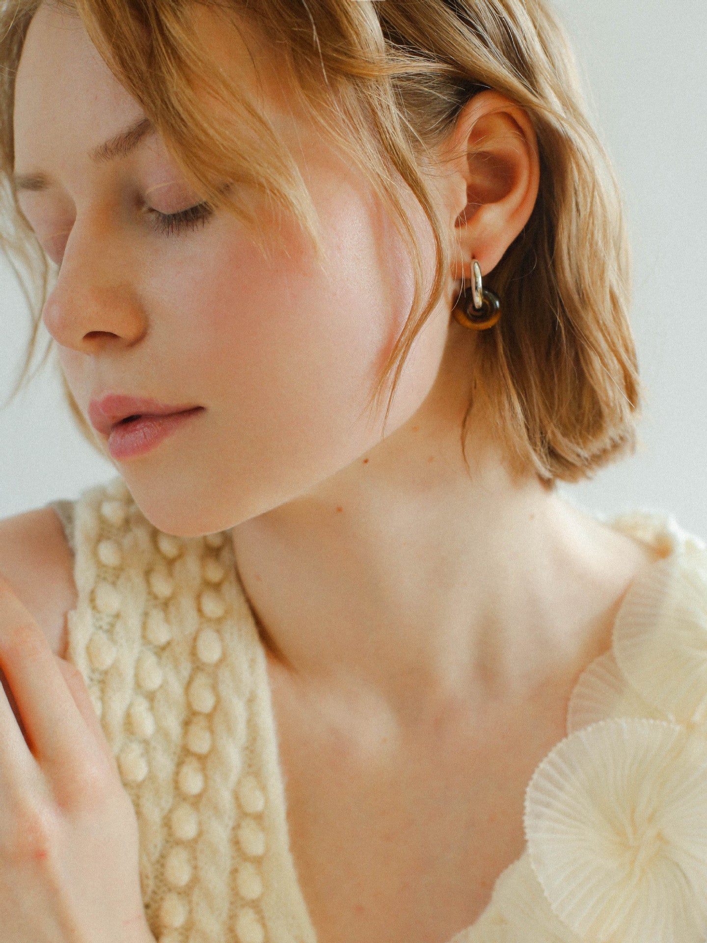 Classic Natural Stone Jade Hoop Earrings - floysun