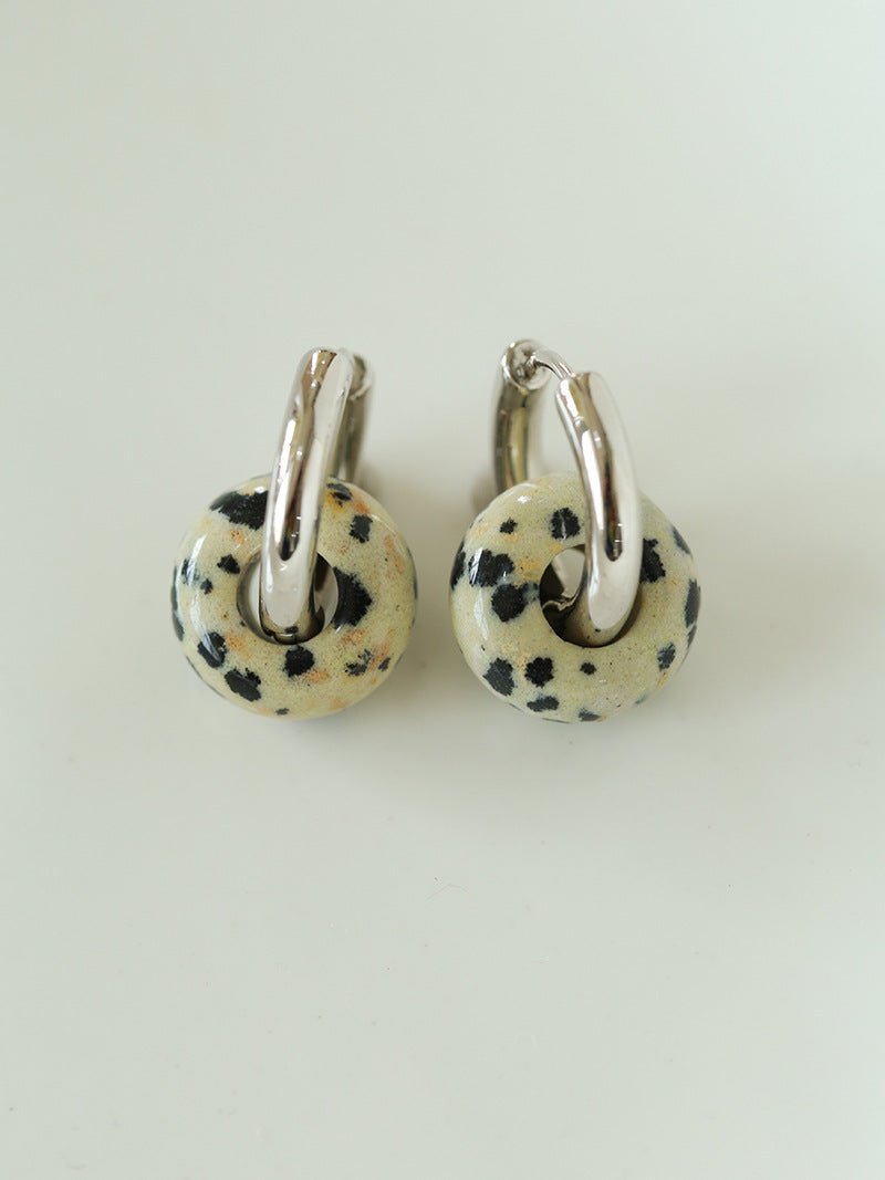 Classic Natural Stone Jade Hoop Earrings - floysun