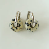 Classic Natural Stone Jade Hoop Earrings - floysun