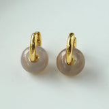 Classic Natural Stone Jade Hoop Earrings - floysun