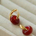 Classic Natural Stone Jade Hoop Earrings - floysun
