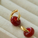 Classic Natural Stone Jade Hoop Earrings - floysun