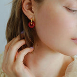 Classic Natural Stone Jade Hoop Earrings - floysun