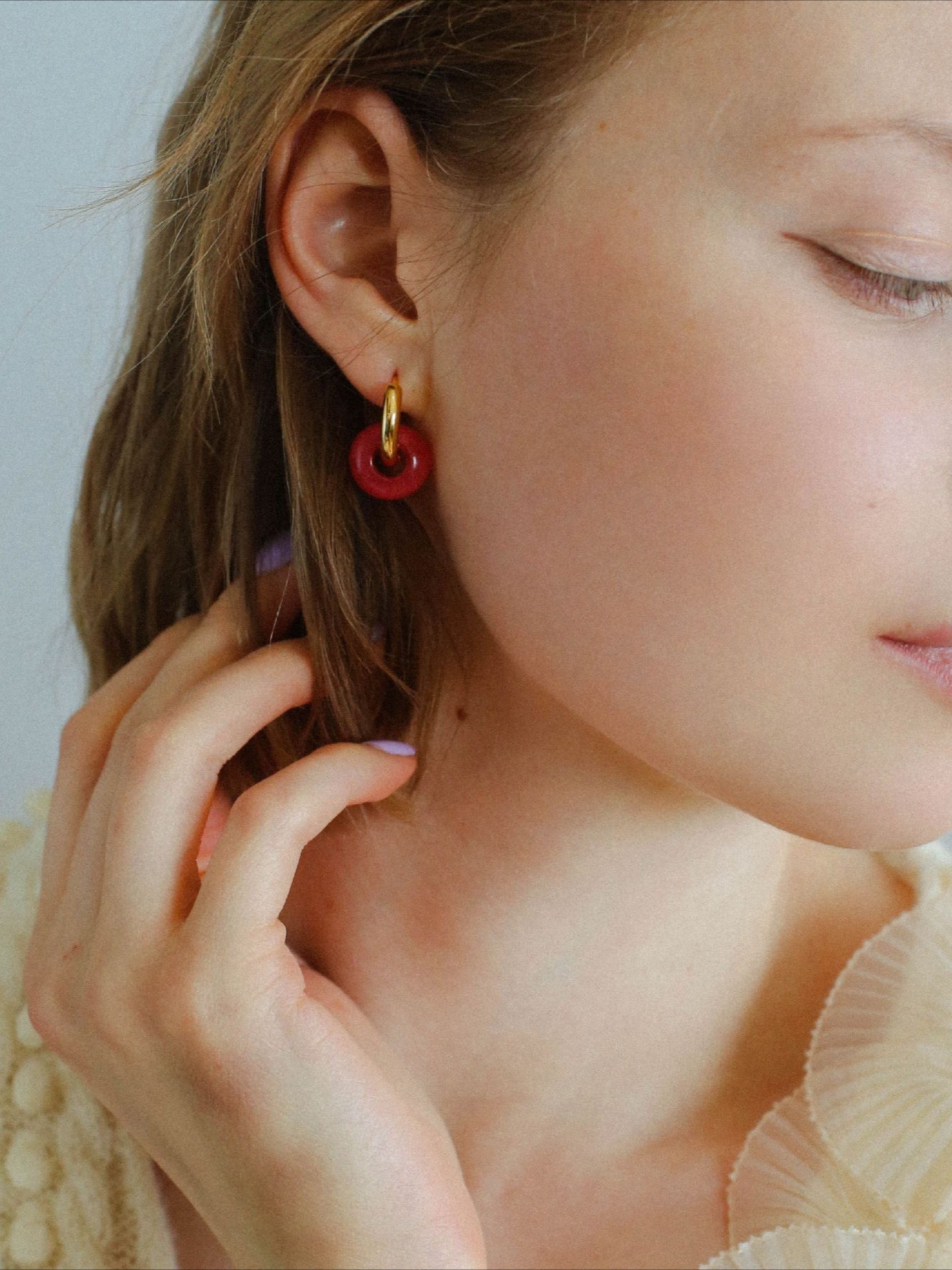 Classic Natural Stone Jade Hoop Earrings - floysun