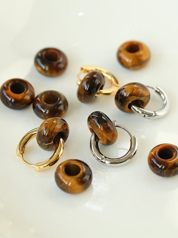 Classic Natural Stone Jade Hoop Earrings - floysun