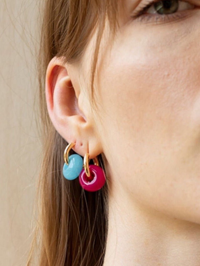 Classic Natural Stone Jade Hoop Earrings - floysun