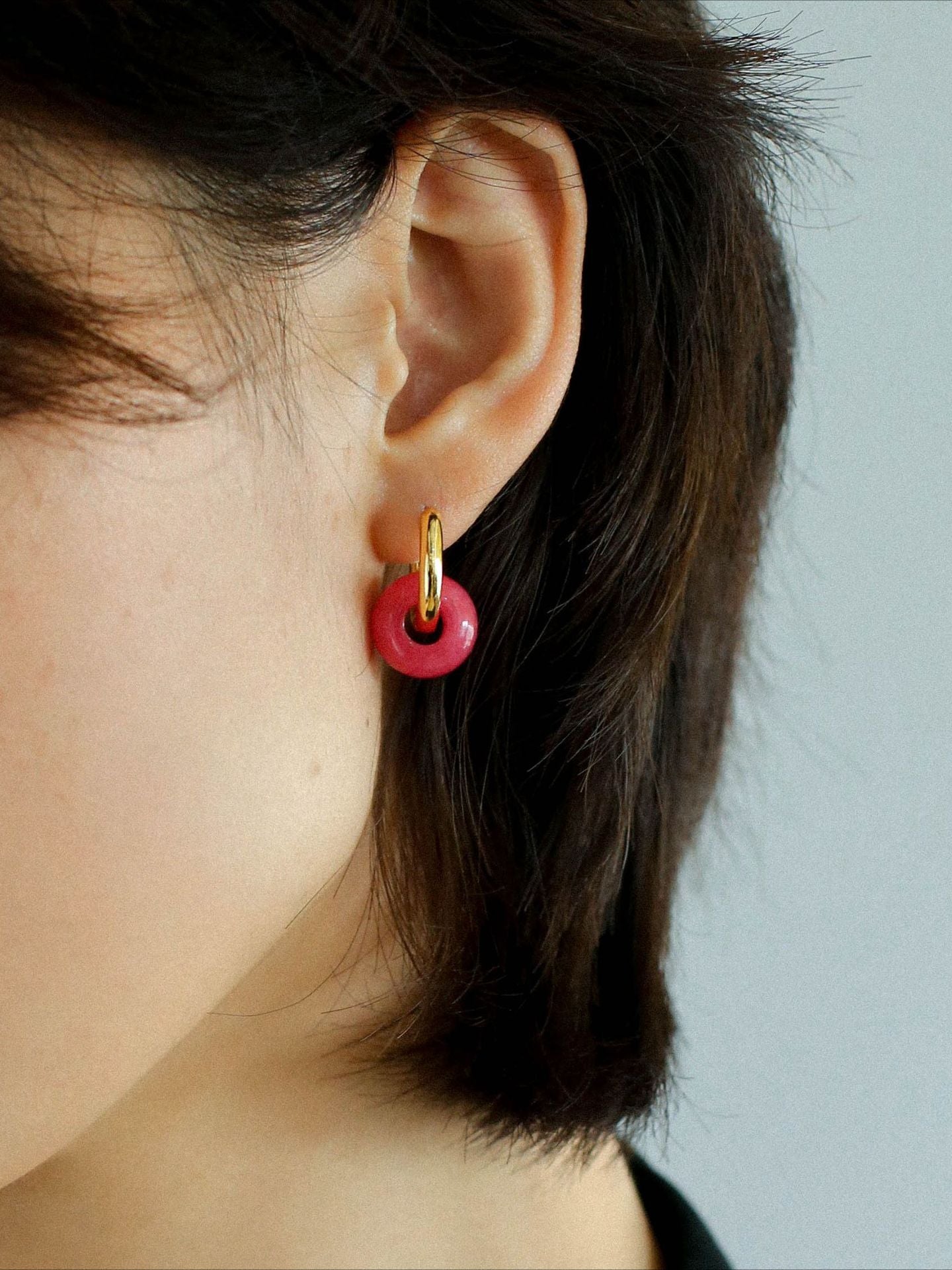 Classic Natural Stone Jade Hoop Earrings - floysun