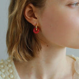 Classic Natural Stone Jade Hoop Earrings - floysun
