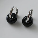 Classic Natural Stone Jade Hoop Earrings - floysun