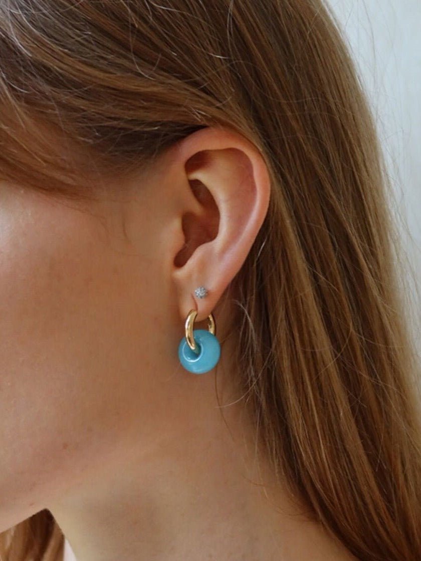 Classic Natural Stone Jade Hoop Earrings - floysun