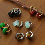 Classic Natural Stone Jade Hoop Earrings - floysun