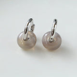 Classic Natural Stone Jade Hoop Earrings - floysun