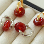 Classic Natural Stone Jade Hoop Earrings - floysun