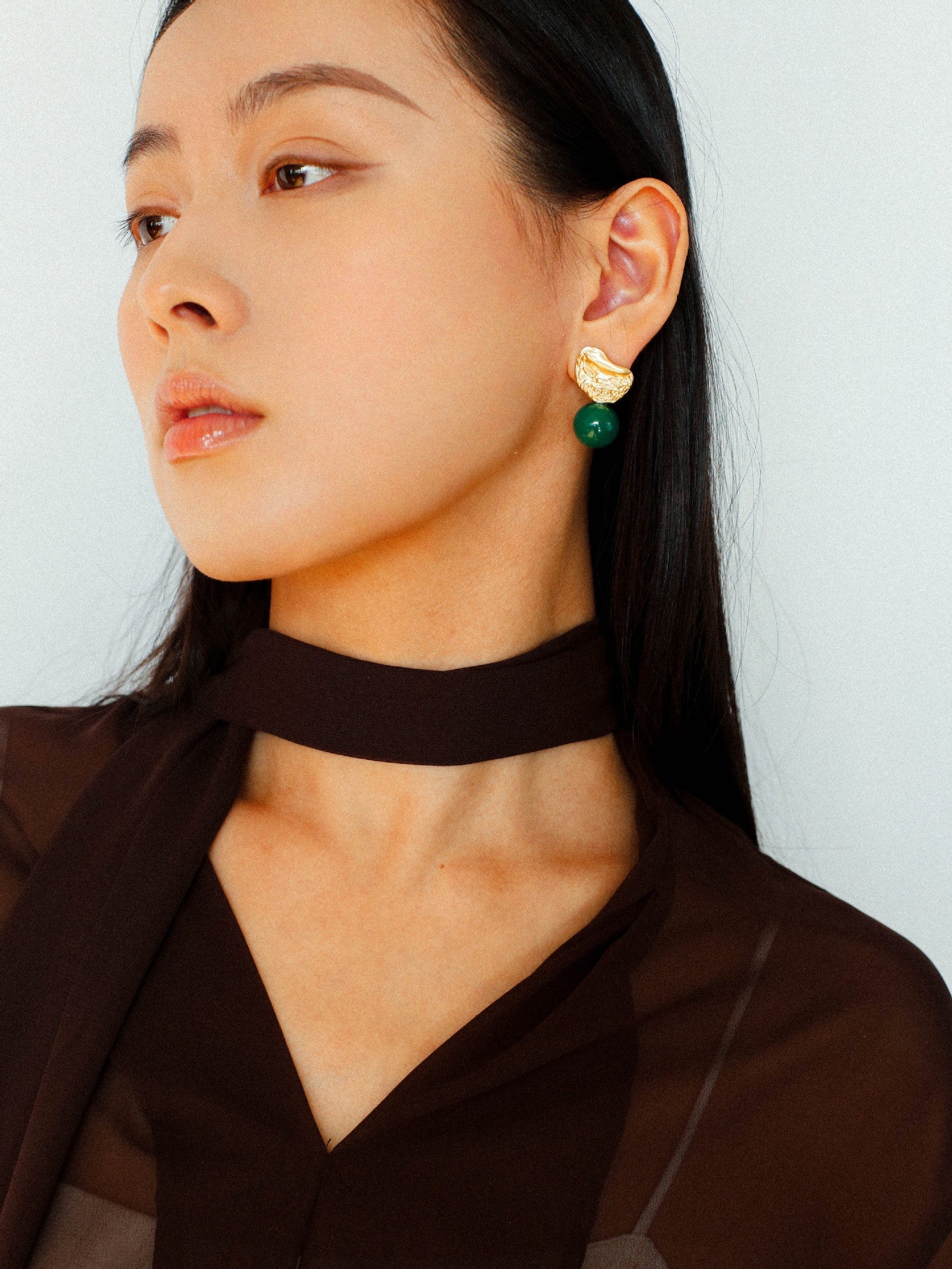 Classic Oil Brushstroke Series Earrings Lava Asymmetrical Shape with Agate Drops - floysun