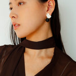 Classic Oil Brushstroke Series Earrings Lava Asymmetrical Shape with Agate Drops - floysun