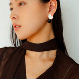Classic Oil Brushstroke Series Earrings Lava Asymmetrical Shape with Agate Drops - floysun