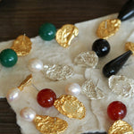 Classic Oil Brushstroke Series Earrings Lava Asymmetrical Shape with Agate Drops - floysun