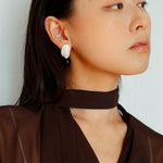 Classic Oil Brushstroke Series Earrings Lava Asymmetrical Shape with Agate Drops - floysun
