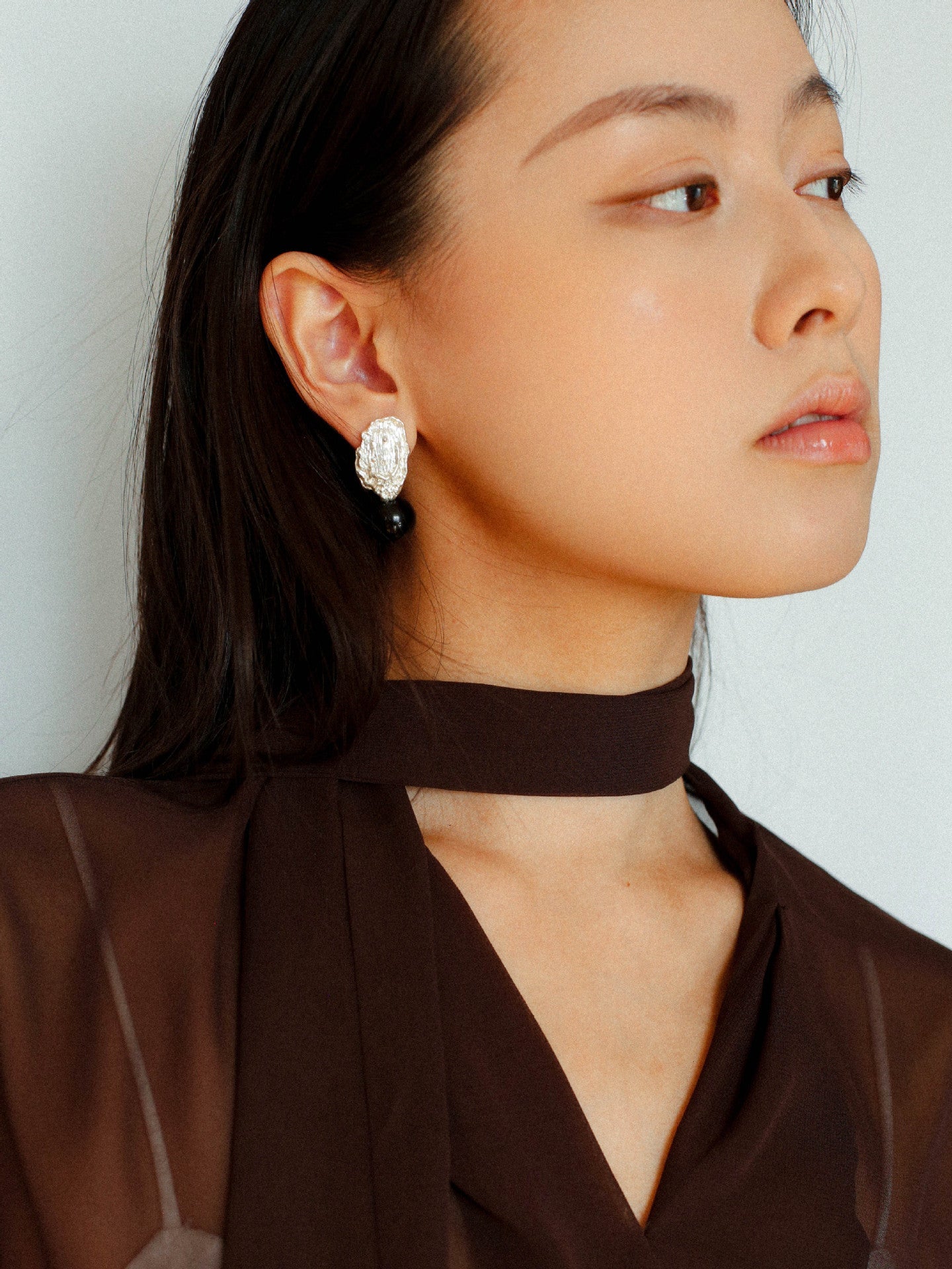 Classic Oil Brushstroke Series Earrings Lava Asymmetrical Shape with Agate Drops - floysun
