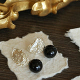 Classic Oil Brushstroke Series Earrings Lava Asymmetrical Shape with Agate Drops - floysun