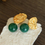 Classic Oil Brushstroke Series Earrings Lava Asymmetrical Shape with Agate Drops - floysun