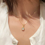 Classic Solitaire Four - Prong Golden Glow Solitaire Necklace - floysun