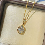 Classic Solitaire Four - Prong Golden Glow Solitaire Necklace - floysun