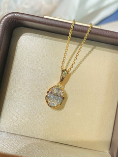 Classic Solitaire Four - Prong Golden Glow Solitaire Necklace - floysun