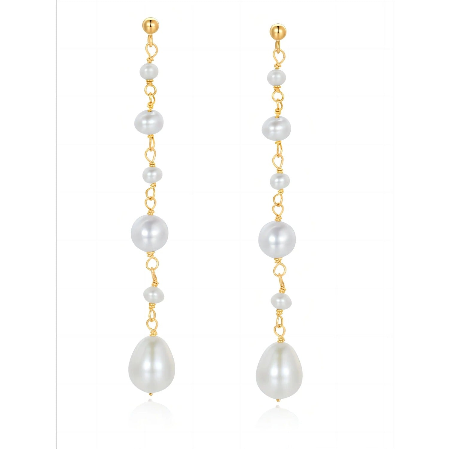 COCOKIM Flowing Bead Series Multi - Bead Long Chain Ear Studs - floysun