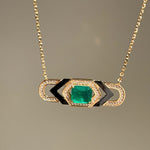 Colombian Black Onyx Geometric Collar Necklace - floysun