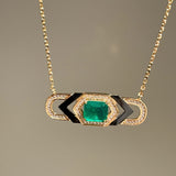 Colombian Black Onyx Geometric Collar Necklace - floysun