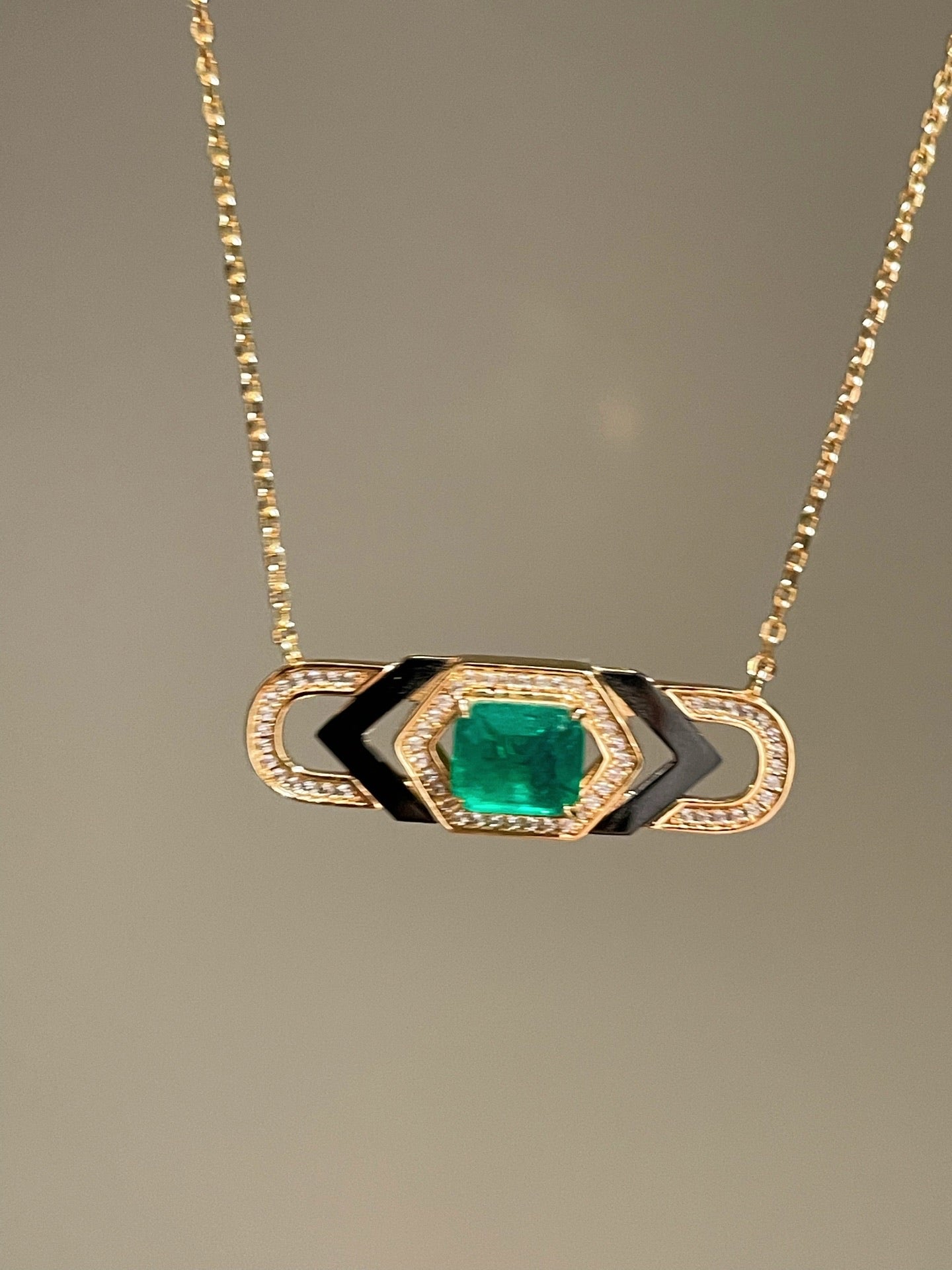 Colombian Black Onyx Geometric Collar Necklace - floysun