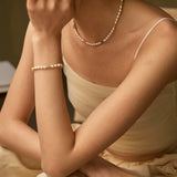 Colored Gemstone and Rice Pearl Beaded Necklace - floysun