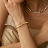 Colored Gemstone and Rice Pearl Beaded Necklace - floysun