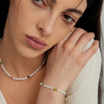 Colored Gemstone and Rice Pearl Beaded Necklace - floysun