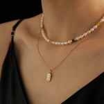Colored Gemstone and Rice Pearl Beaded Necklace - floysun