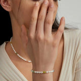 Colored Gemstone and Rice Pearl Beaded Necklace - floysun